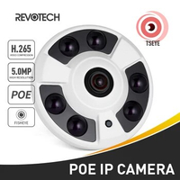H.265 POE Fisheye HD 5MP IP Camera 1620P / 1080P 6 Array IR LED Night Panoramic Security CCTV System Video Surveillance Cam P2P