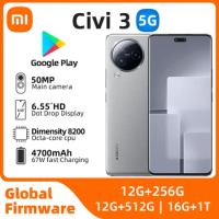 Xiaomi Civi 3 5g SmartPhone CPU Dimensity8200-Ultra 6.55" OLED 120hz Screen 50MP Camera 4500mAh 67W Charge Original Used Phone