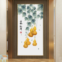 五福臨門裝飾畫新中式入戶玄關背景墻豎版掛畫走廊過道中國風壁畫