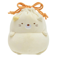 【San-X】角落生物 Ponpoko系列 圓滾滾絨毛束口袋 軟軟的肚子 貓咪
