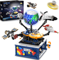 Planet Rotatable Space Sets with Light - Earth & Moon Space Exploration Building Toys with Shuttle S
