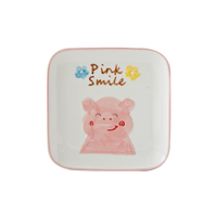 Drink eat 器皿工坊 寶貝豬陶瓷7.5吋方盤(1入)
