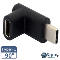 【UniSync】 Type-C/USB3.1公對母L型充電傳輸轉接頭
