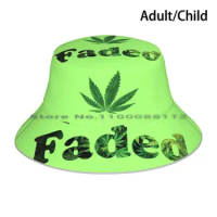 Faded Bucket Hat Sun Cap Faded Trees Green Vivid High Smoke Smoker Stoned Life Rx Medicated Plant Rasta Herb Cute Vape Fashion