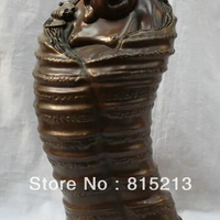 bi00596 16" Chinese Folk Pure Bronze Fengshui Stand Happy Laugh Maitreya Buddha Statue