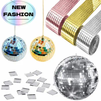 Self-Adhesive Mini Square Glass Mosaic Tiles Small Square Mirror Tiles Sticker DIY Party Disco Ball Decorations Home Wall Decor