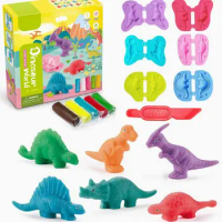 Yeahbo Playdough Sets for Kids, Modelling Clay, Air Dry Clay with 6 Dinosaur Mold, Polymer Clay Set, Play Dough Dinosaur Toys