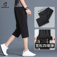 Feveld Summer Joggers Men Clothing Cargo Pants Black Pants Korean Fashion Streetwear Casual Baggy Fi