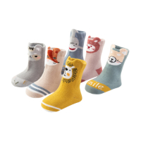 colorland【5入】童襪嬰兒襪子寶寶防滑襪 秋冬鬆口立體動物造型短襪