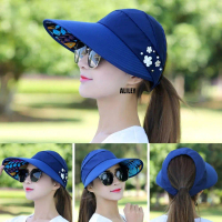 หมวกกันแดดผู้หญิง ดอกไม้แฟชั่น ALLEY ปีกกว้าง กันแดด เหมาะสำหรับฤดูร้อน มีที่มัดผม เหมาะสำหรับหางม้า