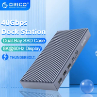 ORICO USB C Thunderbolt3 HUB Multi-function Docking M.2 Case NVME SATA SSD 9 in 1 PD 60W 40GBPS DP 8K for MacBook TB3-S2