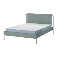 TÄLLÅSEN 雙人軟墊床框附床墊, kulsta 灰綠色/valevåg 硬, 150x200 公分