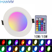 MANVIV LED Downlight 10W/15W Ceiling Light RGB Dimmable Downlight Recessed Led Spot Lamp RGB Cold Warm white Lamp
