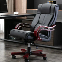 Home Swivel Executive Chair Nordic Light Luxury Leather Boss Computer Chair Backrest Reclining Lift Study Chair Office Chairs