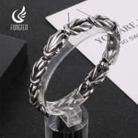 Fongten Vintage Twisted Knot Men's Bracelet Silver Color Stainless Steel Link Chain Bracelets For Men Bangle Jewelry