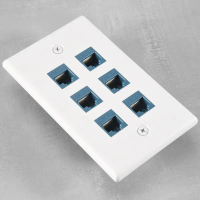 แผ่นติดผนังอีเทอร์เน็ต, Cat 6, 6 พอร์ต, ตัวเมีย-ตัวเมีย, ถอดออกได้, เข้ากันได้กับ Cat7/6/6E/5/5E
