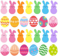 MARFOREVER 50 PCS Easter Gel Window Clings Stickers Reusable Cartoon Bunny Eggs Thick Gel Clings Dec