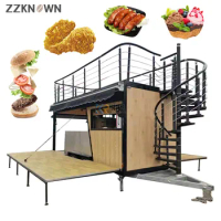 Double Decker Food Truck Deluxe Coffee Cart Customize Snack Hot Dog Food Truck with Staircase and Top Terrace