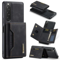 DG.MING Luxury 2 in 1 Detachable Card Bag Wallet Case for Sony Xperia 1 V 5 V 10 V Shockproof Magnetic Leather Case Phone Book