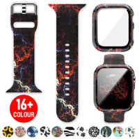 Case+Printed Silicone Sport Wrist Strap For Apple Watch 38/40/42/44mm Band Bracelet For IWatch Series SE 6 5 4 3 Watchband Belt