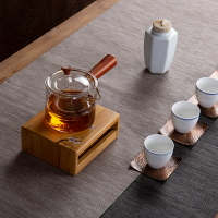 溫茶爐溫茶器套裝蠟燭日式玻璃茶壺加熱保溫茶具配件竹制溫茶底座