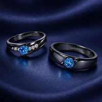 SAN950 Cincin Couple Perak 950 C09 - Ring Nikah Premium Custom Hitam Ready All Size perak wanita