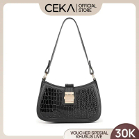 CEKA Tas Wanita Sling Bag Tas Underarm Bag Shoulder Bag Bahu Kulit Croco Hitam - Laila Handbag