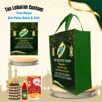 Paket 20 Pcs Tas Lebaran Hampers Idul Fitri Sembako Custom Desain Pakai Nama & Foto Kain