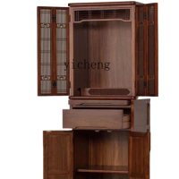XL New Chinese Style Buddha Niche with Door Altar Household Buddha Cabinet Clothes Closet Altar Worship Table