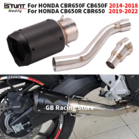 For Honda CB650F CBR650F 2014 - 2018 CB650R CBR650 2019 - 2022 Motorcycle Exhaust Escape Moto Carbon Fiber Muffler Link Pipe