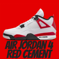 【NIKE 耐吉】休閒鞋 Air Jordan 4 Red Cement 白紅 男鞋 DH6927-161