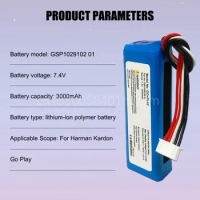 7.4V 3000mAh GSP1029102 01 Rechargeable Lithium Battery for Harman Kardon Go Play Go+Play Mini Bluetooth Speaker
