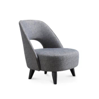 Minimalist Single Sofa Chair Gray Fabric Wooden Lounge Chair