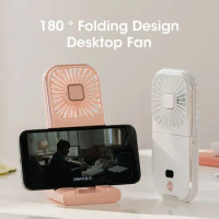 New 180 ° Portable Folding Fan 3000mAh USB Mini Handheld Mini Fan Silent Cooling Air Cooling Fan Phone Stand with Display Screen
