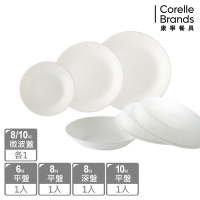【美國康寧】CORELLE純白6件式餐盤組-F10