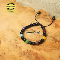 Rizacraft Gelang Batu 7 Cakra Chakra Alam Akik ASLI Pria Wanita Keren CAKRA BRACELET Kualitas Terbai