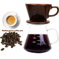 【咖啡沖泡組】大號陶瓷濾杯x1+台玻600ml咖啡壺x1-玻璃手把/泡咖啡/泡茶濾杯/手沖咖啡(2入組隨機)
