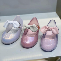 2021 ใหม่รองเท้าเด็ก Melissa ของแท้ melissa รองเท้าเจลลี่เด็กโบว์ผ้ารองเท้าแตะเจ้าหญิงบัลเล่ต์