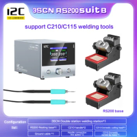 i2C 3SCN 120W Precision Welding Dual Channel Soldering Station with 2Pcs RS200 Dormant Base For Phone SMD PCB IC and More Repair