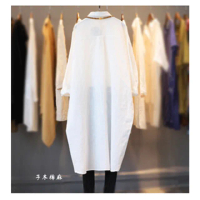 【Very Buy 非常勸敗】春季寬鬆大尺碼純色韓版氣質洋裝中長款棉麻襯衫女