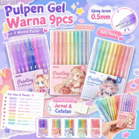 Pulpen Gel Warna 9pcs Set Aesthetic | Pulpen Warna-warni Seru untuk Catatan & Jurnal Sekolah