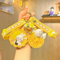 Moon Rabbit Mid-Autumn Moon Rabbit Keychain Mid-Autumn Chinese Food Model Creative Rabbit Pendant Jewelry Mooncake