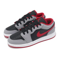 【NIKE 耐吉】休閒鞋 Air Jordan 1 Low GS 大童 女鞋 灰 紅 AJ1 經典 運動鞋(553560-060)