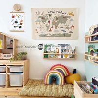 小號彩色世界地圖掛布 掛毯 掛飾 可愛兒童房裝飾 背景布 牆壁裝飾 桌布 拍照背景 高評價