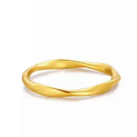 Pure 24K Yellow Gold Ring Band Women 3D Gold 999 Wedding Ring Band