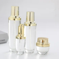 Elegant 20/30/50/100/120ML Empty Mist Spray Bottle Glass Dropper Bottle Cosmetic Facial Cream Jar Refillable Lotion Pump Bottles