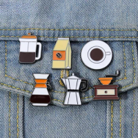 Coffee Lover Enamel Pins Custom Pot Mug Cup Brooches Lapel Badges Creative Cafe Jewelry Gifts Drop Shipping