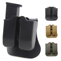 Tactical Pistol Double Magazine Pouch 9mm Mag Holder Carrier for Glock 17 19,Beretta M9 92,9mm .40 Cal airsoft hunting accessory