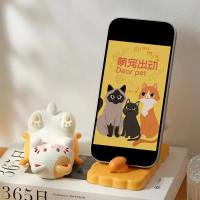 Phim hoạt hình Đồ trang trí thu nhỏ Giá đỡ điện thoại mèo may mắn Đồ thủ công bằng nhựa Tinh tế Giá 