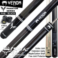 Venom Phantom Black Cue PHB - Uniloc Extension Bumper Stick Billiard - Maple Shaft